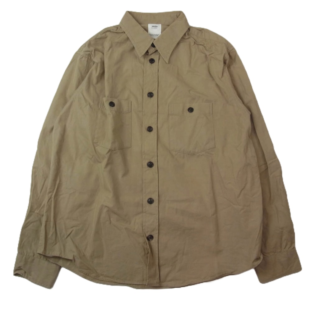 VISVIM ビズビム 長袖シャツ 19AW 0119205011022 USM ALBACORE SHIRT L/S 長袖 シャツ 星条旗 エルボーパッチ 長袖シャツ ブラウン 2 ベージュ系 2【中古】