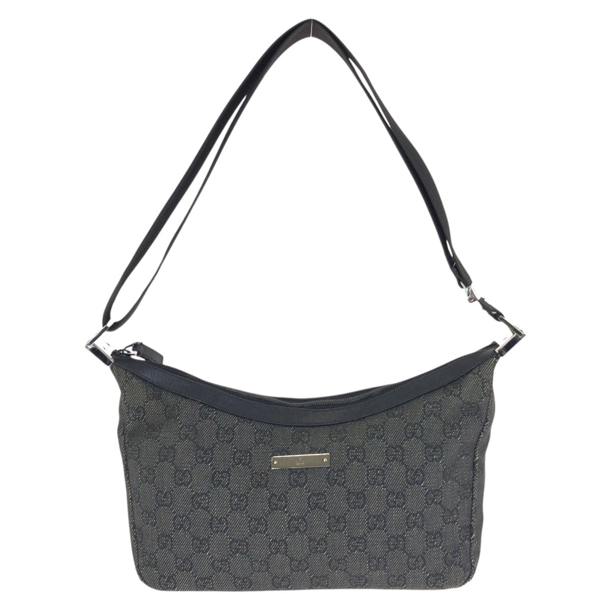 美品 GUCCI グッチ ブラック 黒 シルバー金具 GGキャンバス レザー/ ショルダーバッグ 603339 【中古】
