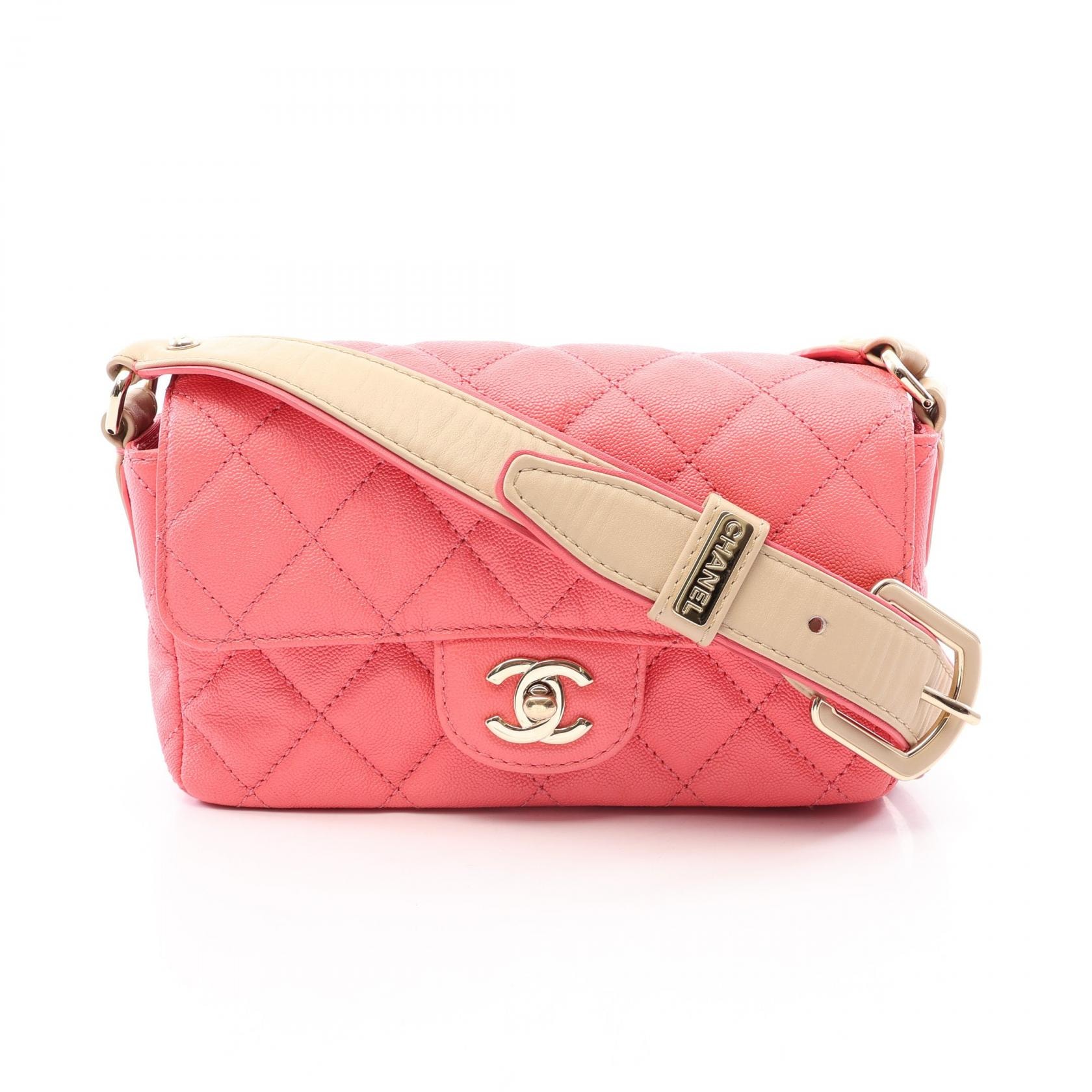 シャネル CHANEL マトラッセ ショルダーバッグ バッグ キャビアスキン(グレインドカーフ) レディース ピンク系 / ベージュ系 【中古】