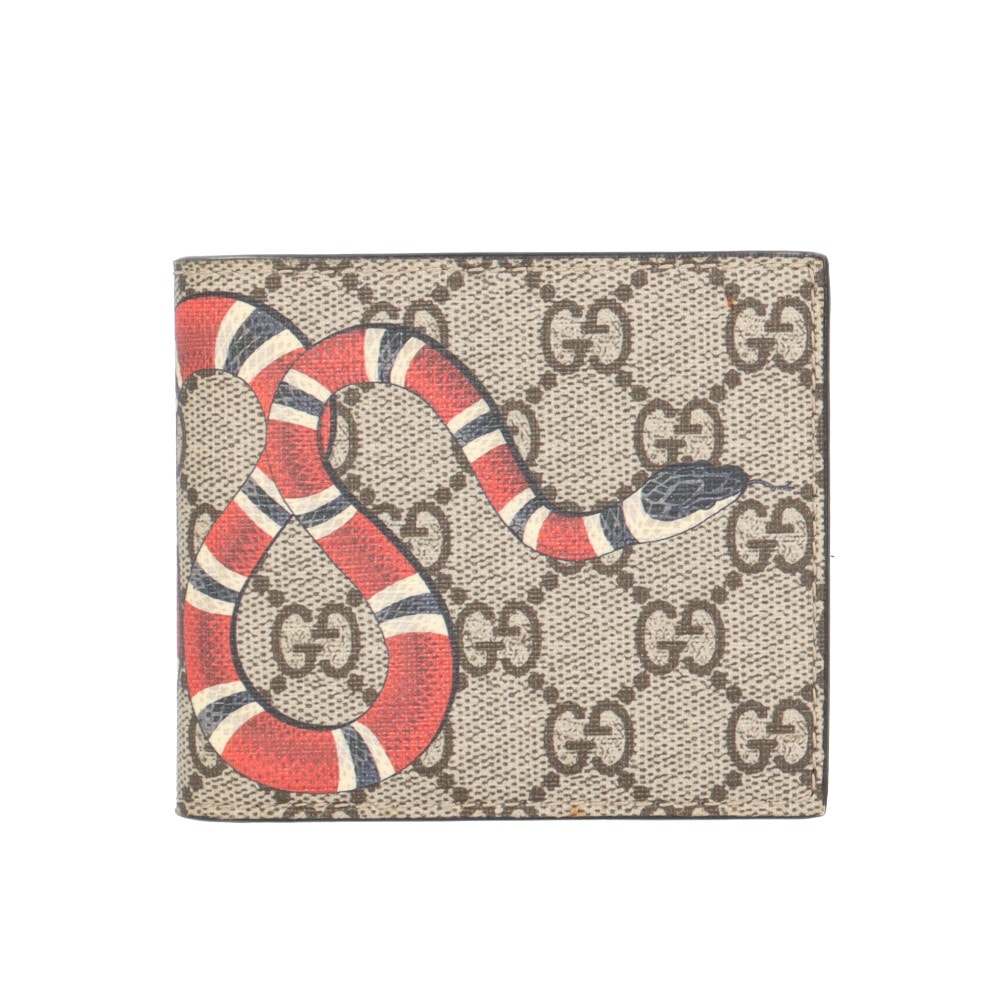 グッチ スネーク GGスプリーム 二つ折り財布 GGスプリームキャンバス 451268 メンズ GUCCI 中古