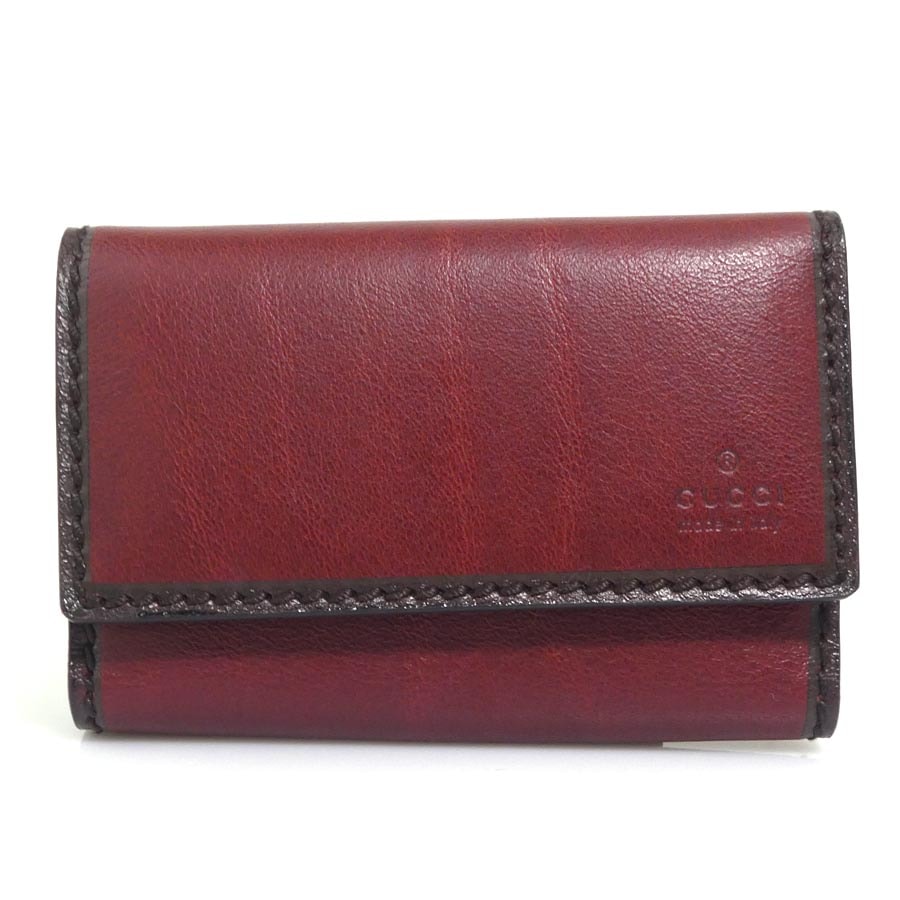 グッチ GUCCI キーケース レザー レッドブラウン ユニセックス 106678【中古】 h32322a