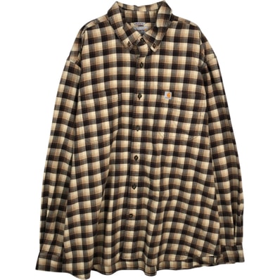 古着 カーハート Carhartt RELAXED FIT 長袖 ボタンダウン ライトネルチェックシャツ メンズXL相当/eaa477879