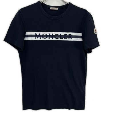 モンクレール 21年製 ネイビー MAGLIA ロゴ ワッペン クルーネック Tシャツ XS