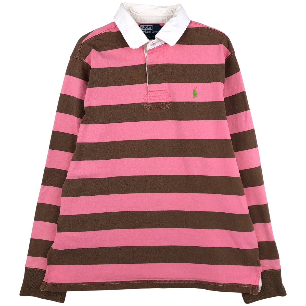古着 ラルフローレン Ralph Lauren POLO by Ralph Lauren CUSTOM FIT ボーダー柄 長袖 ラガーシャツ メンズL相当/eaa597689