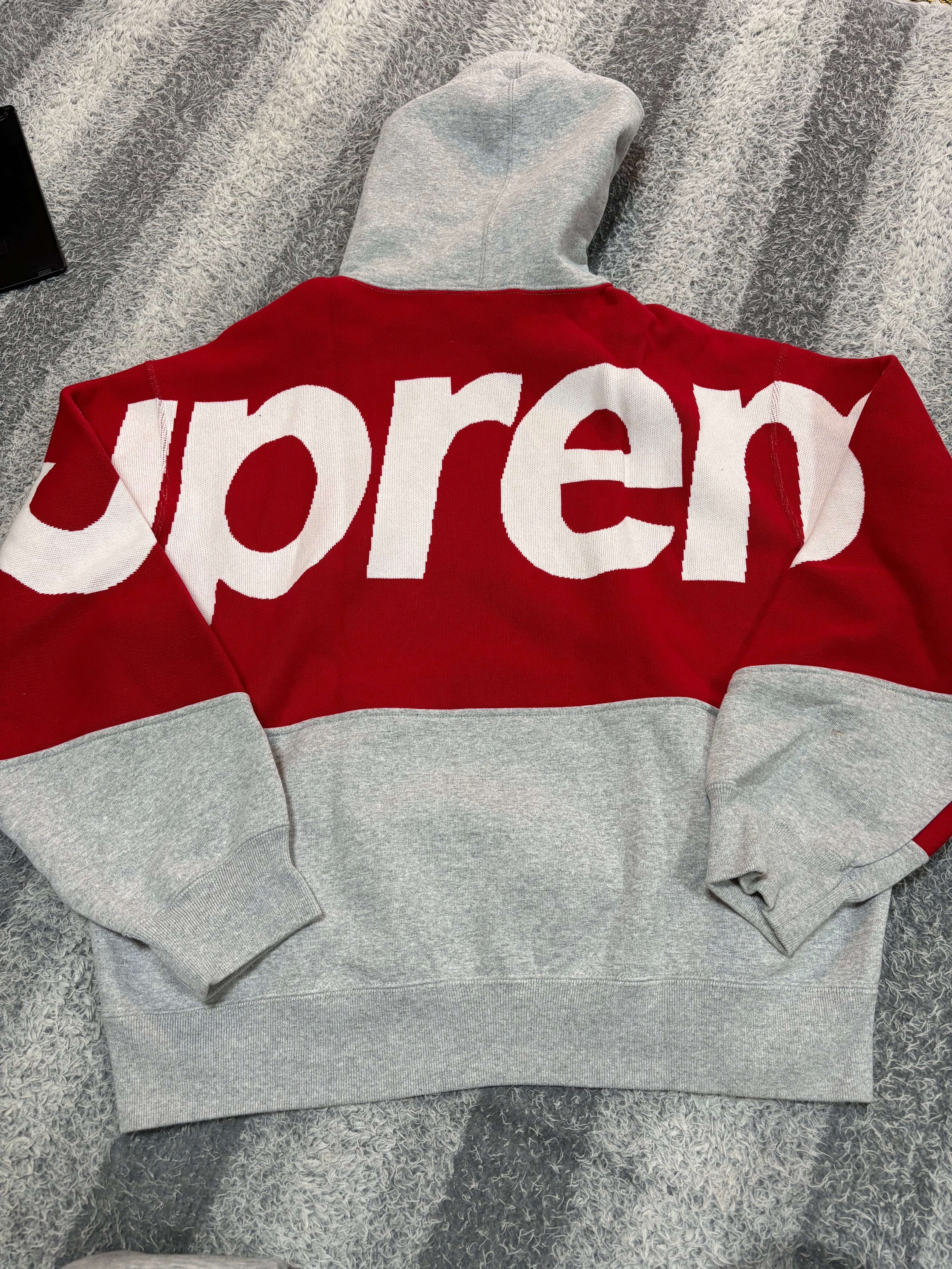 Supreme Big Logo Jacquard Hooded Sweatshirt "Heather Grey"