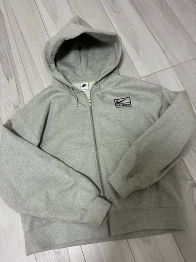 Stussy x Nike Fleece Zip Hoodie "Grey Heather" (US Size) FJ9181-050