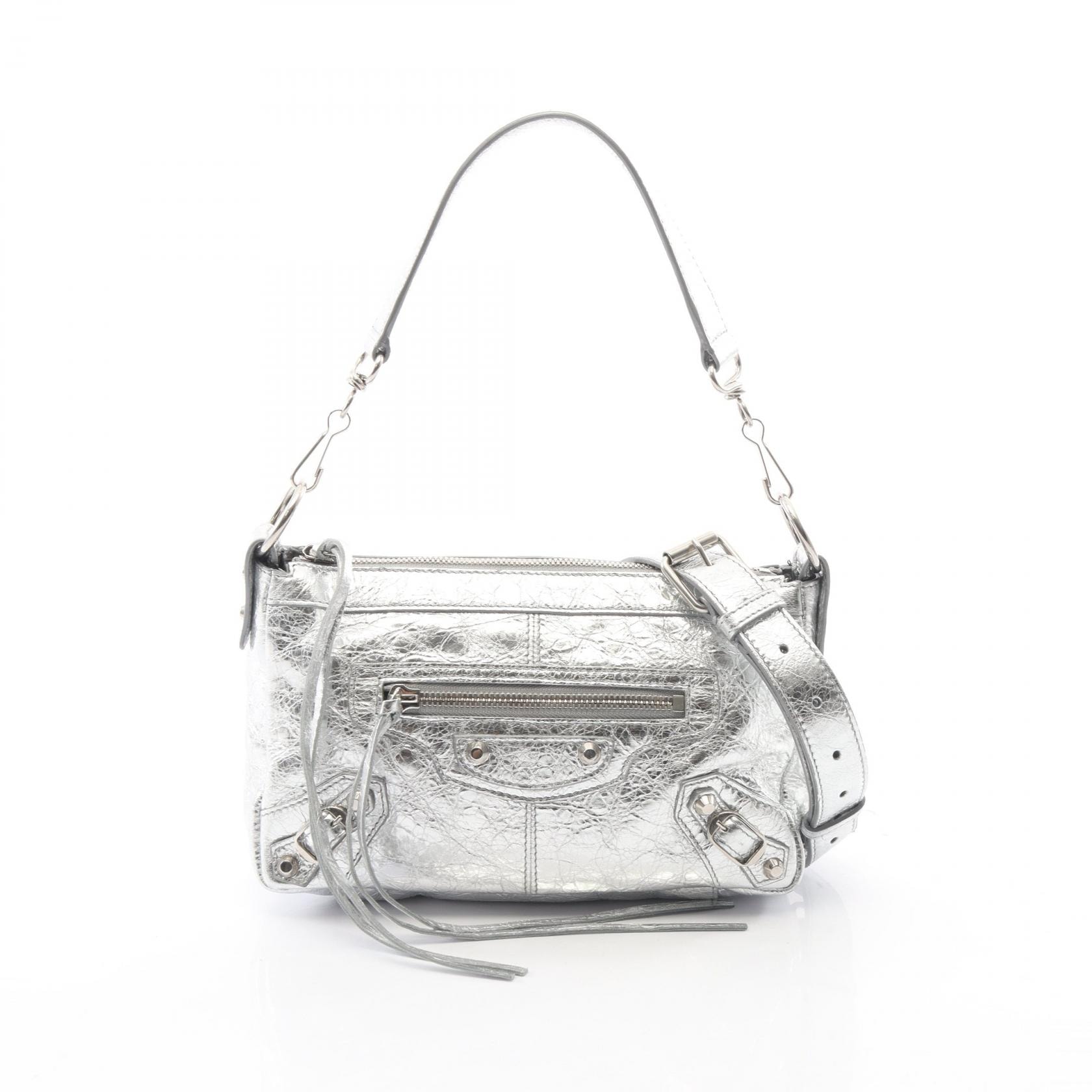 バレンシアガ BALENCIAGA Le City Moto ル シティ モト 2WAY ハンドバッグ バッグ レザー レディース シルバー系 866122 【中古】
