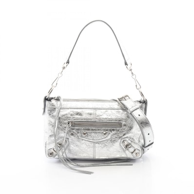 バレンシアガ BALENCIAGA Le City Moto ル シティ モト 2WAY ハンドバッグ バッグ レザー レディース シルバー系 866122 【中古】