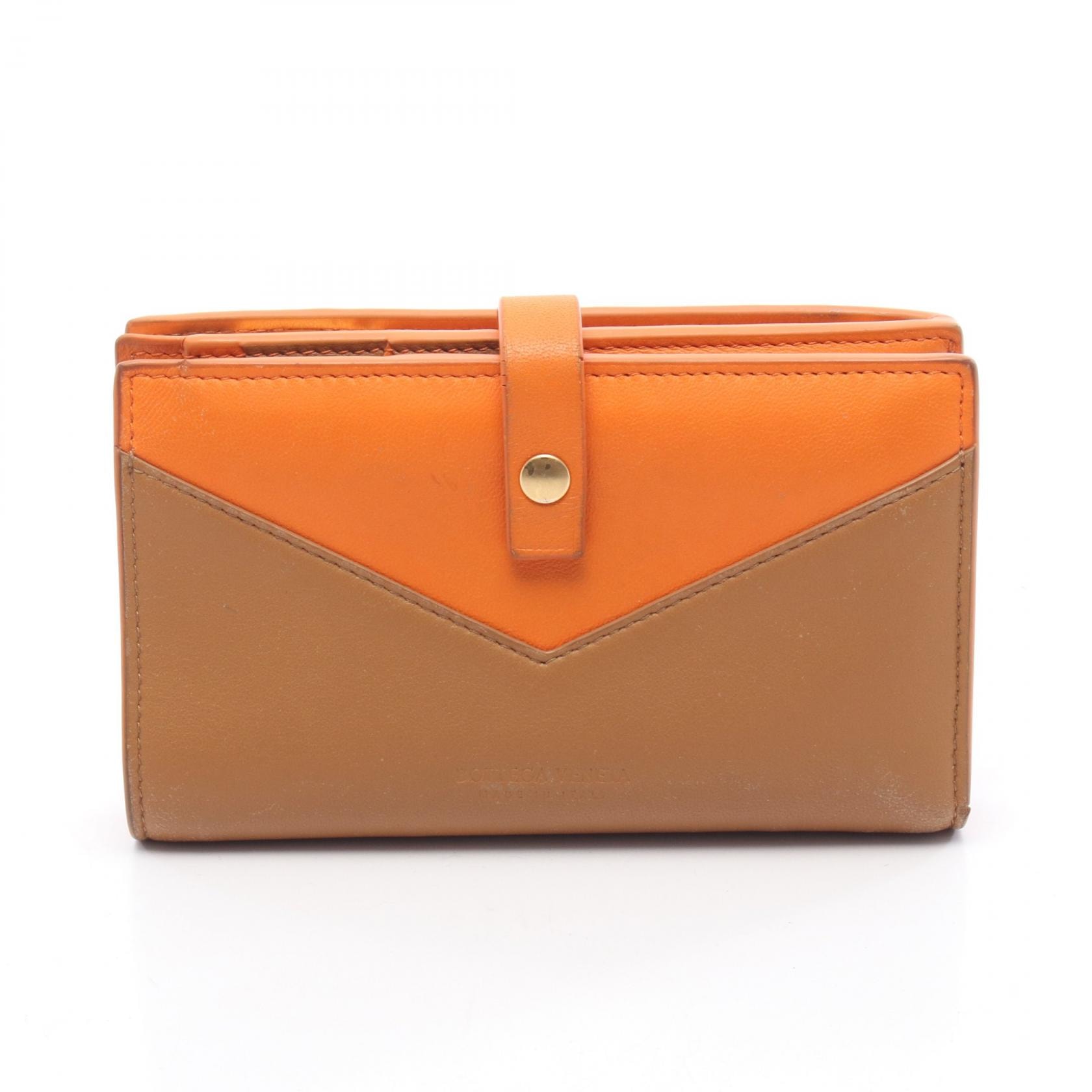 ボッテガヴェネタ BOTTEGA VENETA 二つ折り財布 財布 レザー レディース ブラウン系 / オレンジ系 【中古】