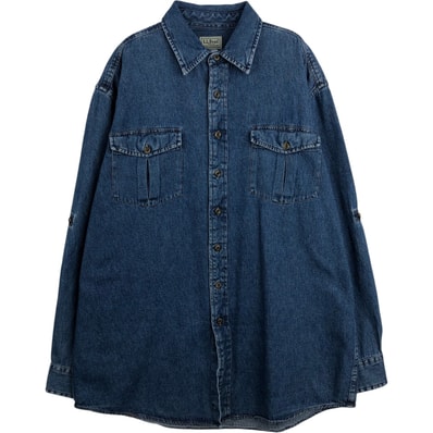 古着 90~00年代 エルエルビーン L.L.Bean 長袖 デニムシャツ メンズL相当 ヴィンテージ/eaa663278