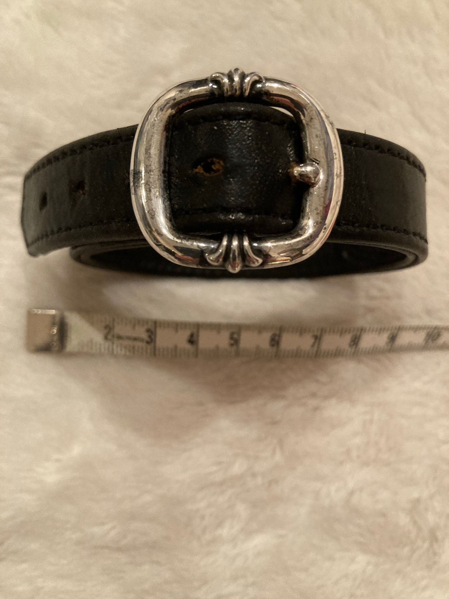 CHROME HEARTS Gunslinger Cross Ball Leather Bracelet Black
