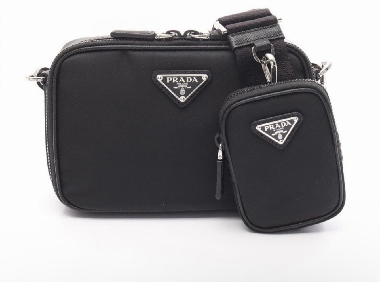 PRADA Re-Nylon and Saffiano Leather Brique Bag "Black"