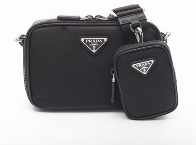 PRADA Re-Nylon and Saffiano Leather Brique Bag "Black"