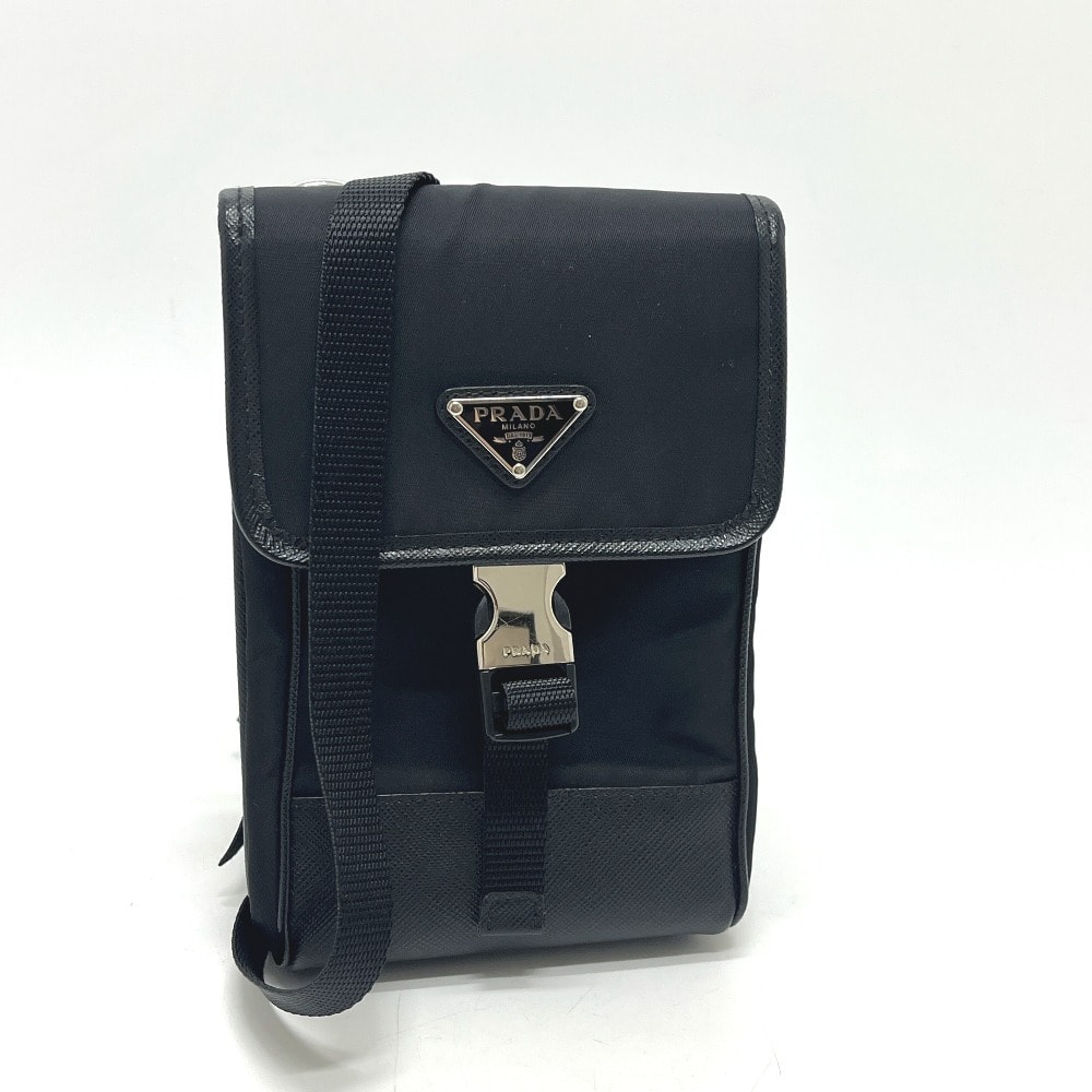 プラダ PRADA スマートフォンケース 2ZH109 ポシェット カバン バッグ ショルダーバッグ ナイロン/レザー ブラック