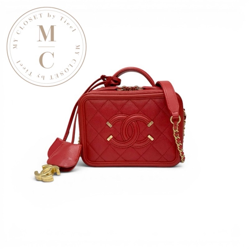 シャネル CHANEL バッグ ショルダーバッグ レッド ゴールド ココマーク CCフィリグリー マトラッセ チェーン