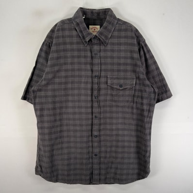 古着 ブルックスブラザーズ Brooks Brothers 半袖シャツ 胸ポケ Red Fleece L グレー系 チェック メンズ