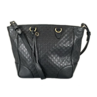 美品 GUCCI グッチ ブリー マイクログッチッシマ 449241 ショルダーバッグ シマレザー ブラック レディース 2WAY【中古】