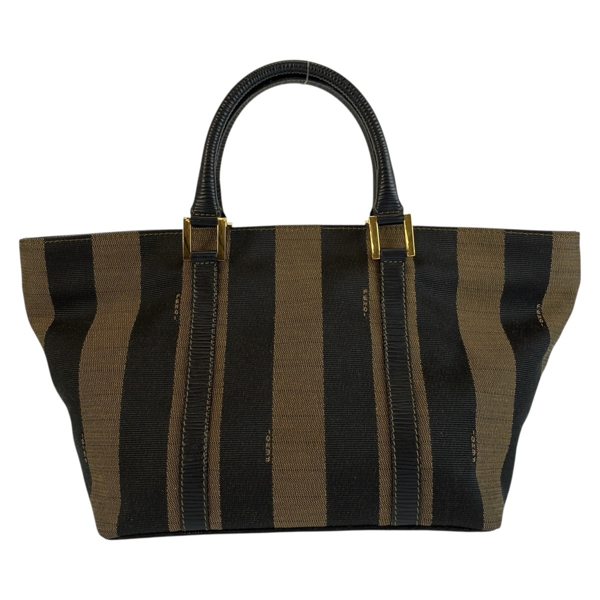 FENDI フェンディ ヴィンテージ ペカン ブラウン ブラック ゴールド金具 キャンバス レザー/ トートバッグ ハンドバッグ 604665 【中古】