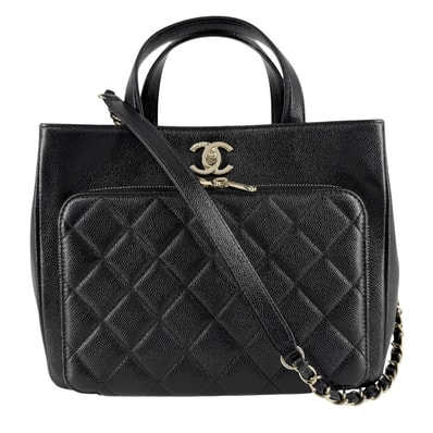CHANEL シャネル 2WAY マトラッセ ビジネスアフィニティ ハンドバッグ チェーンショルダーバッグ 肩掛け 斜め掛け キャビアスキン ブラック 黒 ゴールド金具 レディース【中古品】