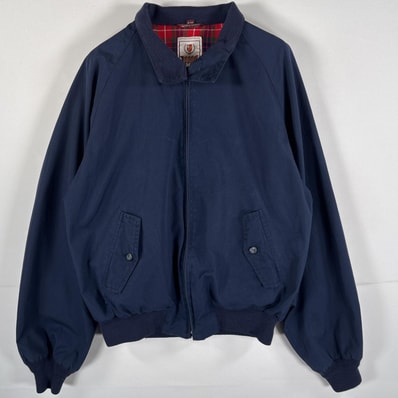 古着 バラクータ BARACUTA スウィングトップジャケット ハリントンジャケット Gー9 チンストボタン 裏地チェック 40R ネイビー メンズ