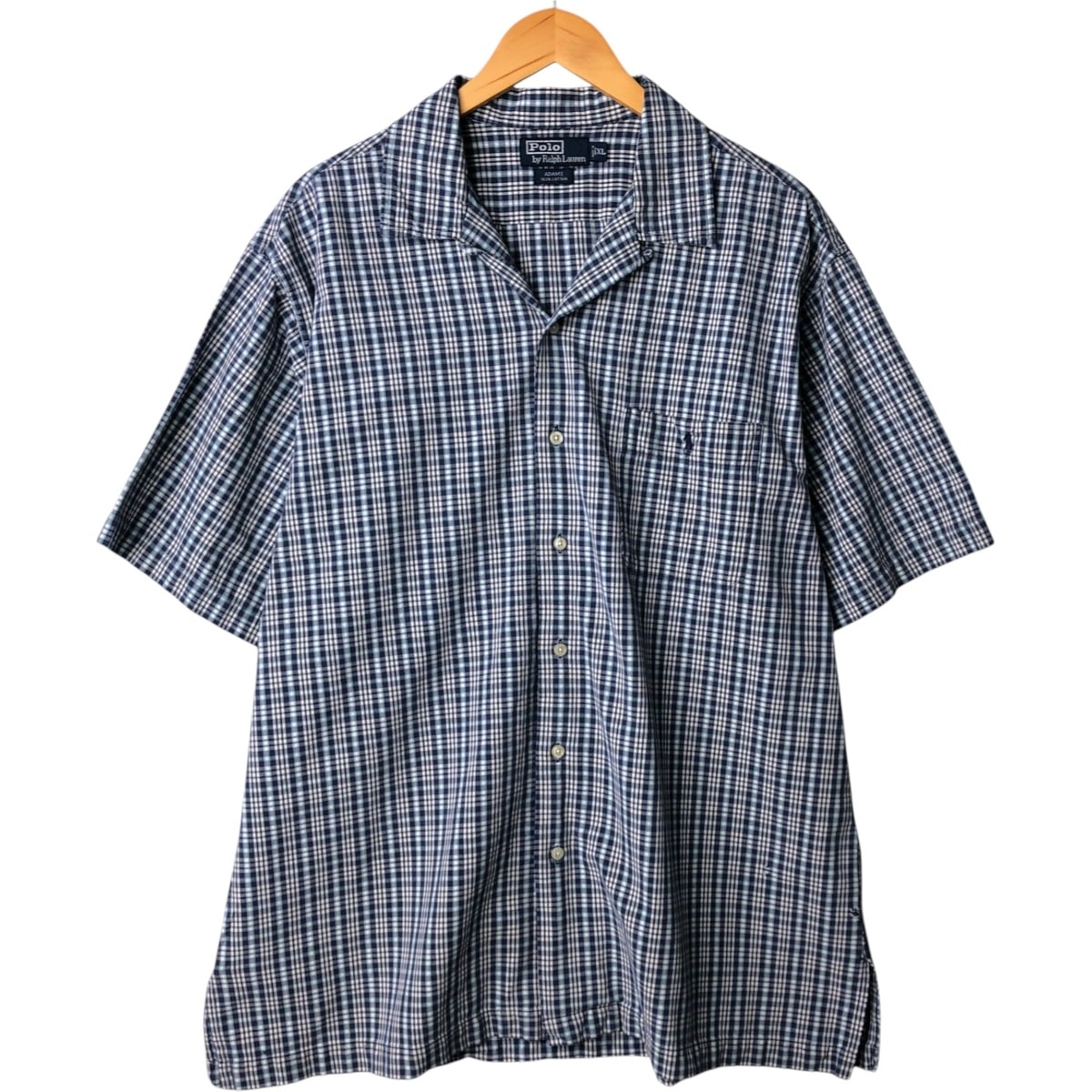古着 ラルフローレン Ralph Lauren POLO by Ralph Lauren チェック柄 半袖 オープンカラー コットンシャツ メンズXL相当 ボックスシャツ/eaa570811