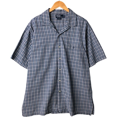 古着 ラルフローレン Ralph Lauren POLO by Ralph Lauren チェック柄 半袖 オープンカラー コットンシャツ メンズXL相当 ボックスシャツ/eaa570811