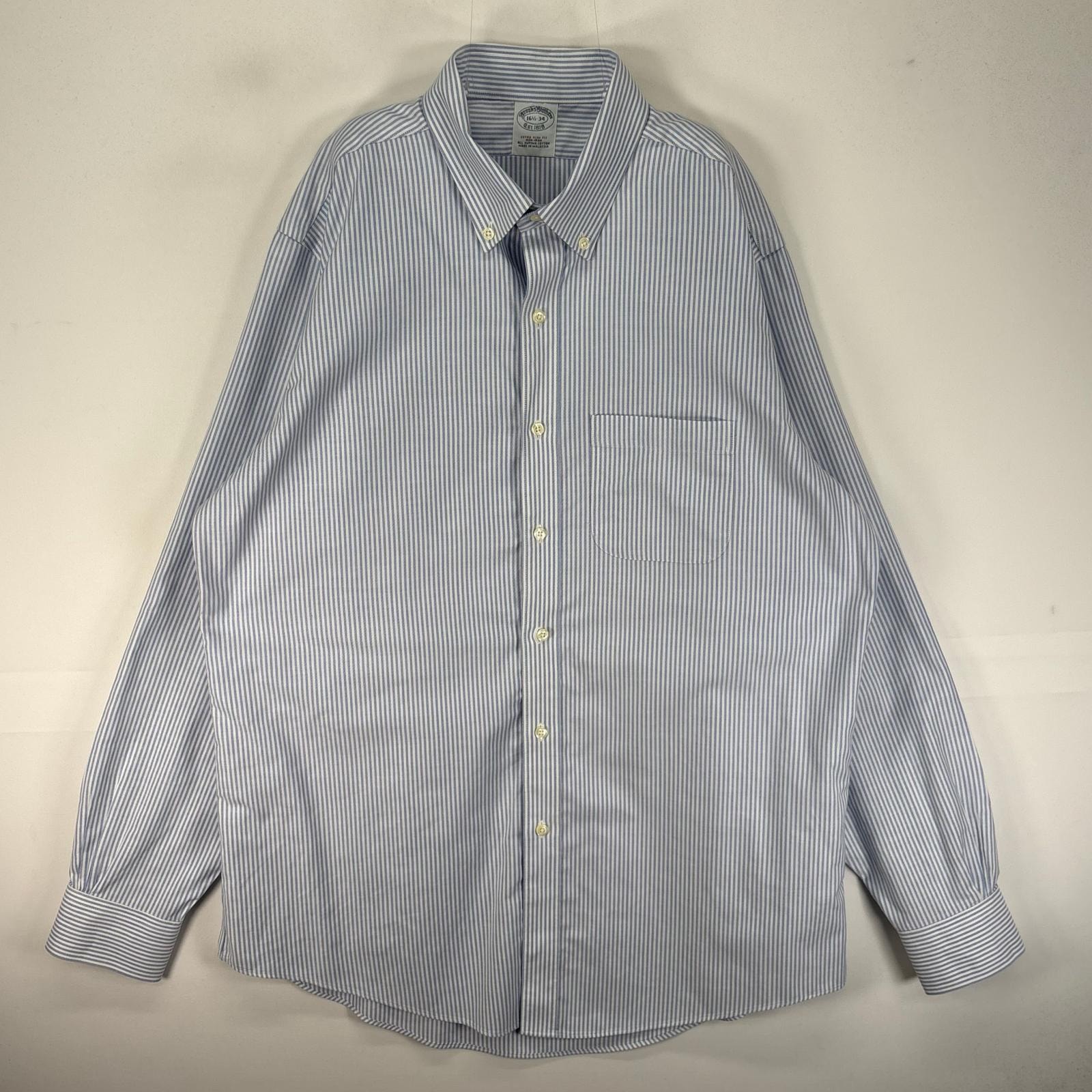古着 ブルックスブラザーズ Brooks Brothers 長袖シャツ ボタンダウン 1818 L ブルー系 ストライプ メンズ