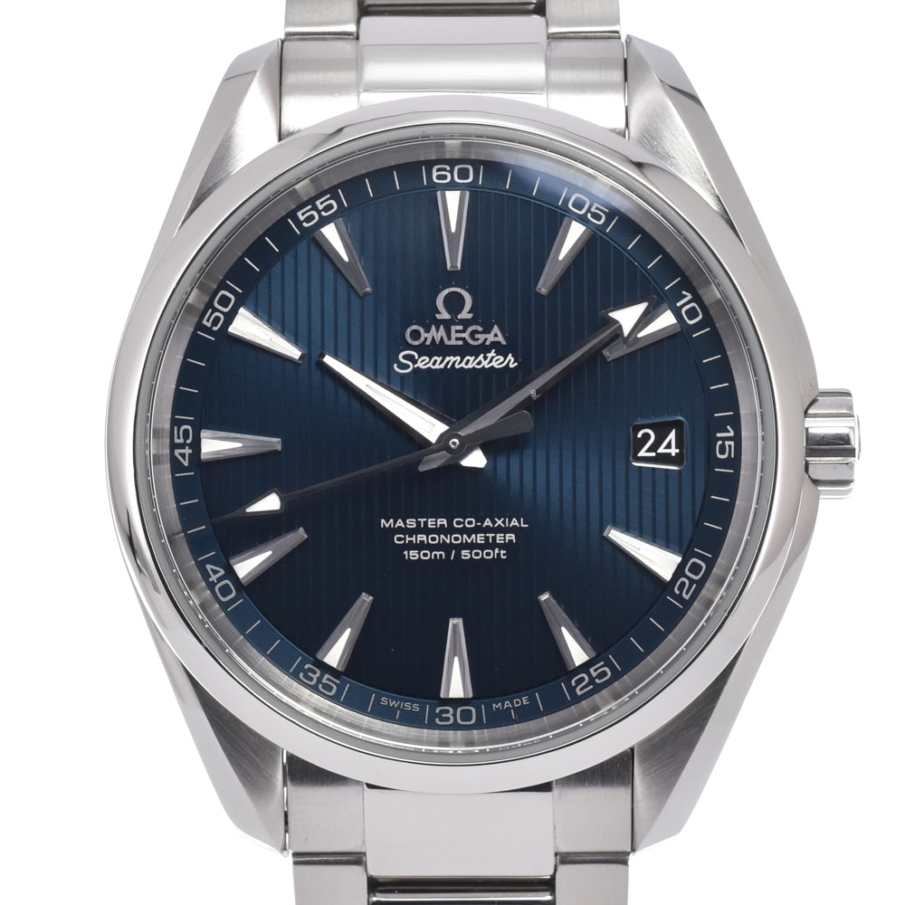 オメガ OMEGA 231.10.42.21.03.003 シーマスター アクアテラ ブルー 自動巻き メンズ 美品 保証書付き 腕時計 L#151090