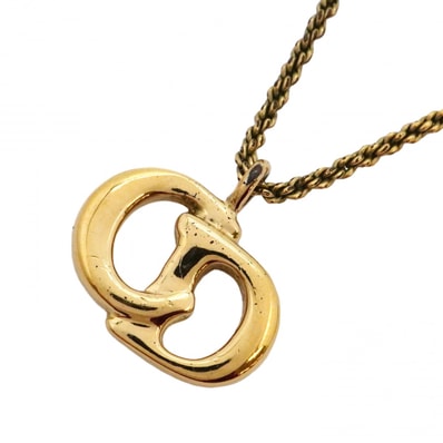 【6jdb0316-k】クリスチャンディオール ネックレス CDロゴ GPメッキ ゴールド【中古】レディース