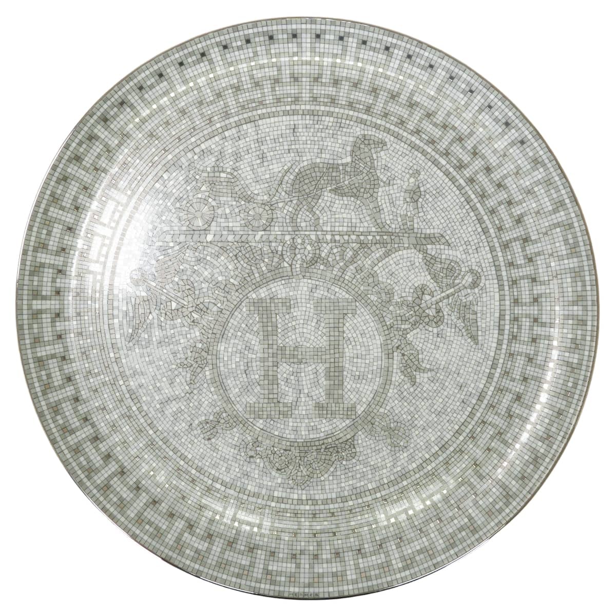 HERMES エルメス 皿 タルトプラッター モザイク 24 32cm プラチナ ポーセリン(陶器) P035022P 新品未使用