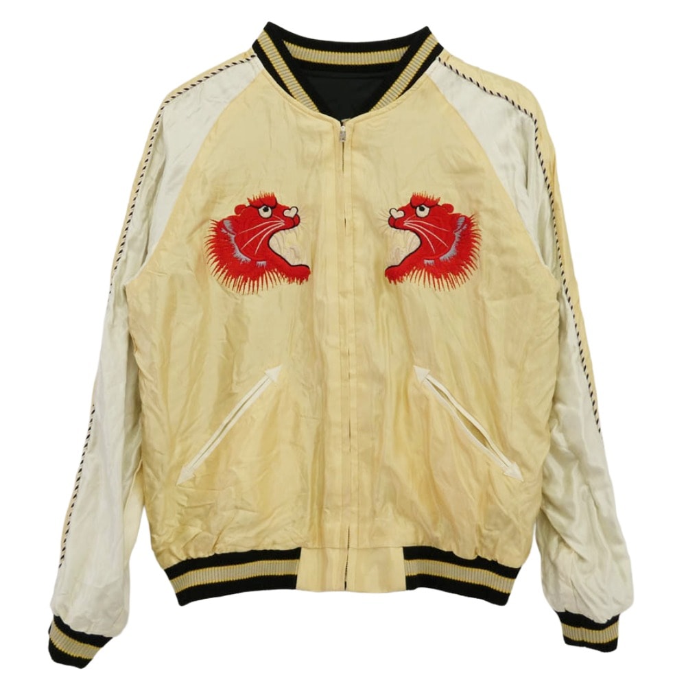 TAILOR TOYO テイラー東洋 スカジャン TT15273 RED TIGER × GOLD DRAGON 赤虎 金龍 リバーシブル アセテート スカジャン スーベニア ジャケット ブラック系 ライトイエロー系 L【中古】