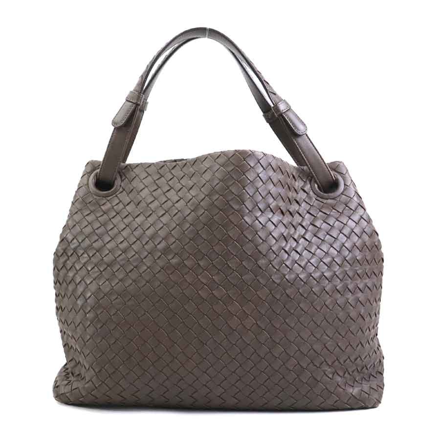 ボッテガヴェネタ BOTTEGAVENETA ショルダーバッグ イントレチャート レザー ブラウン レディース【中古】 e61032g