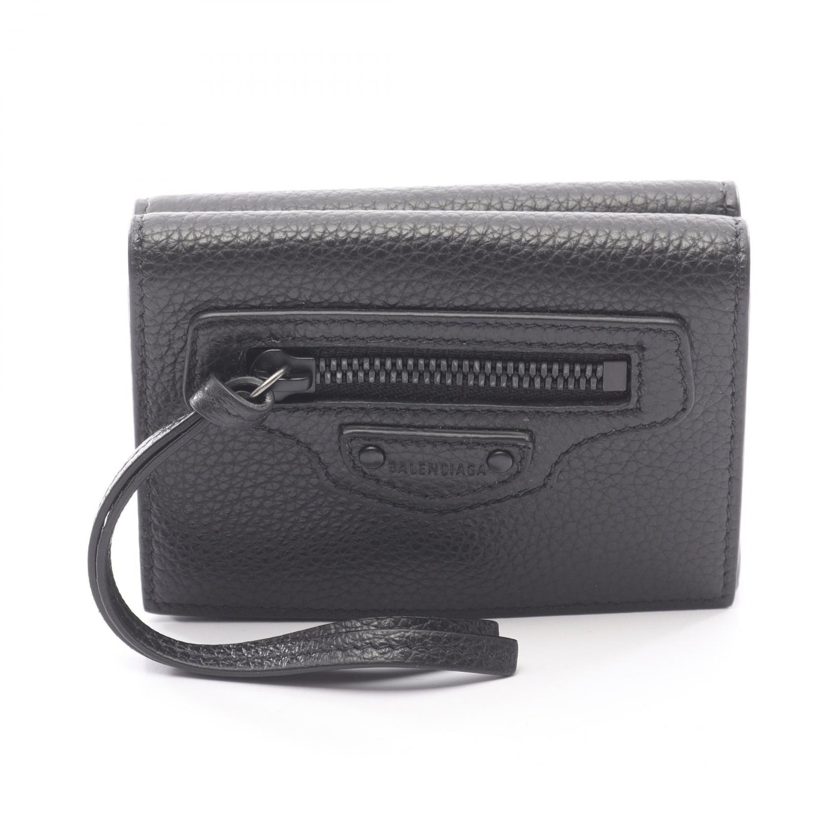 バレンシアガ BALENCIAGA クラシック ミニ ウォレット 三つ折り財布 財布 レザー レディース ブラック系 64010715Y071000 【新品】