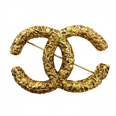 CHANEL シャネル ブローチ マグマ ココマーク アクセサリー 溶岩 GP 93A ゴールド レディース 約18.3g 1993年【中古品】