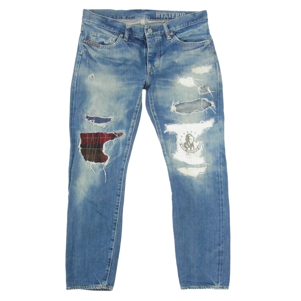 HYSTERIC GLAMOUR ヒステリックグラマー デニムパンツ 0143AP07 クラッシュ加工 CPR加工 ダメージ デニム パンツ インディゴブルー系 M【中古】