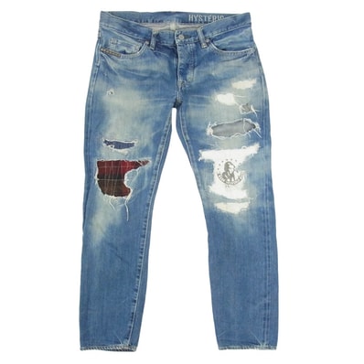 HYSTERIC GLAMOUR ヒステリックグラマー デニムパンツ 0143AP07 クラッシュ加工 CPR加工 ダメージ デニム パンツ インディゴブルー系 M【中古】