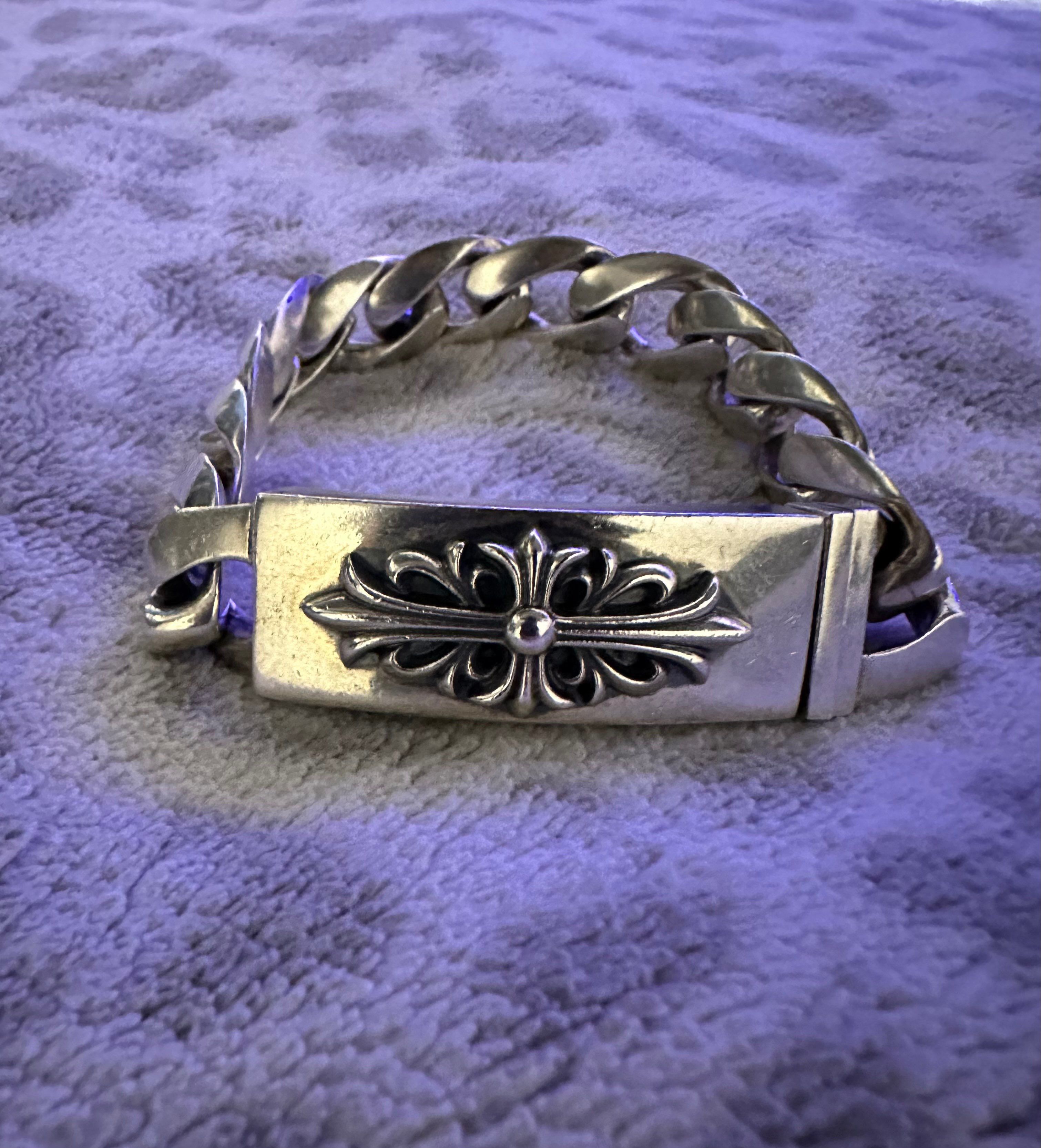 Chrome Hearts ID Bracelet W / Floral Cross W / Classic Link ID-Floral CROSS W / Classic Link "Silver"