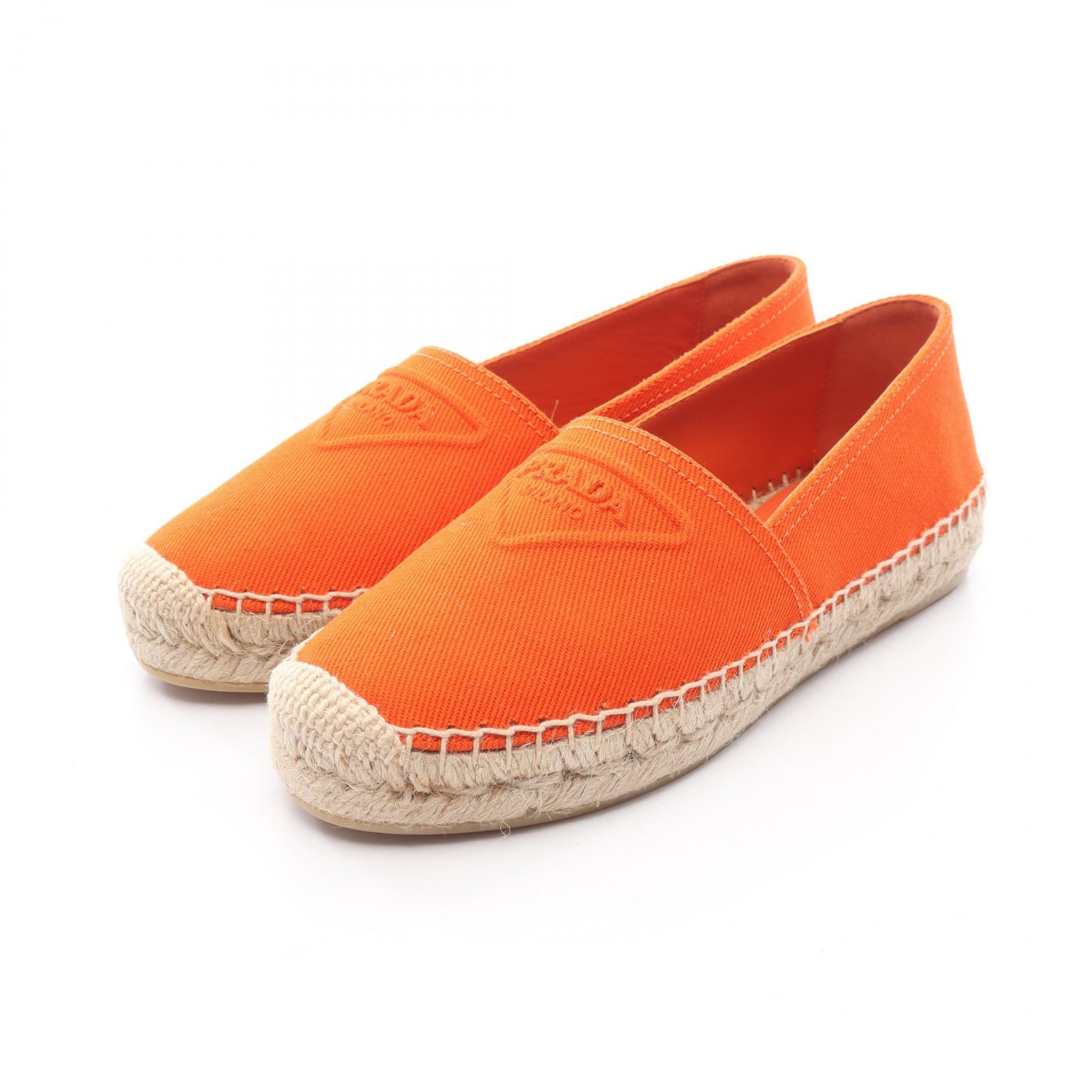 プラダ PRADA スリッポン 靴 キャンバス レディース オレンジ系 【中古】