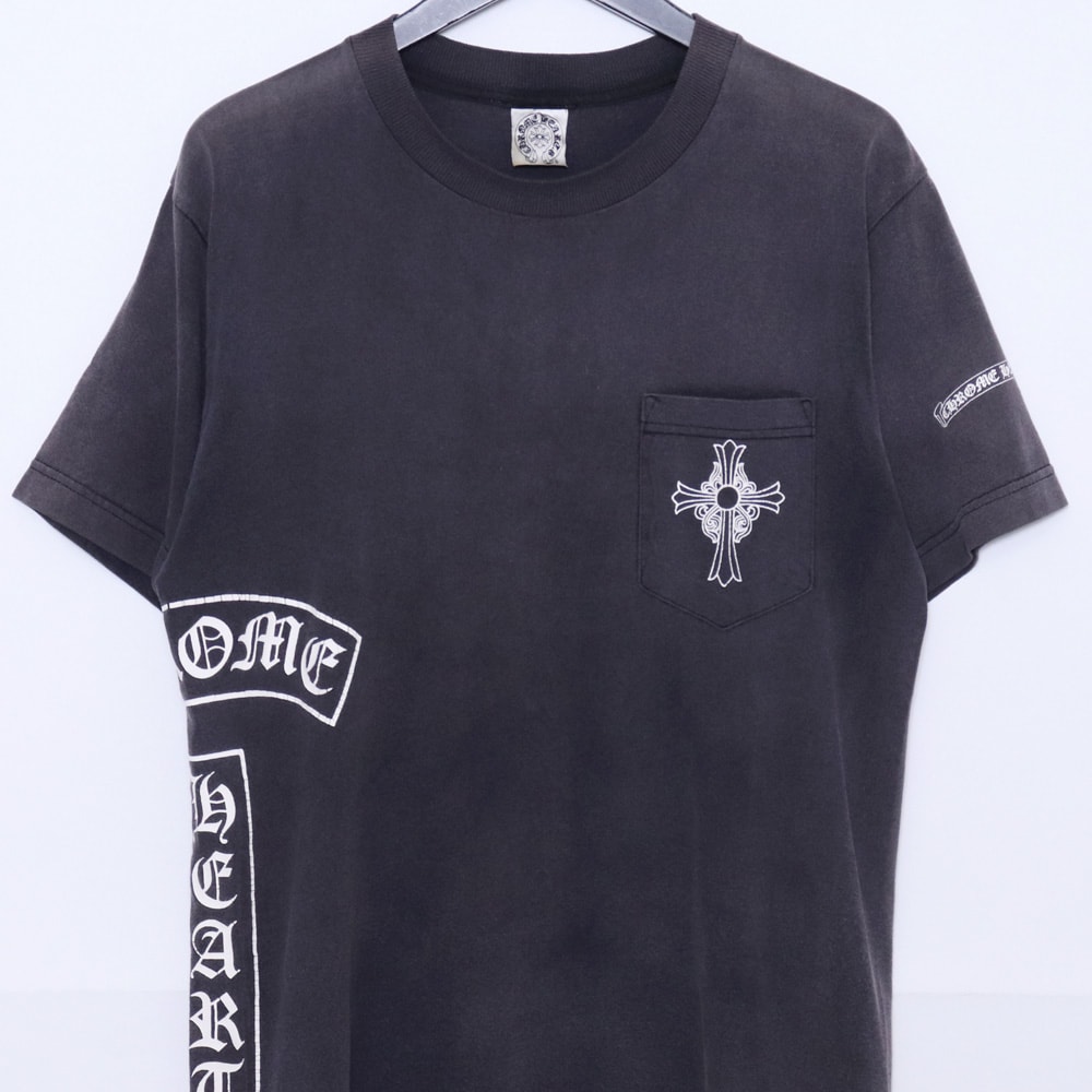 D (傷や汚れあり)】CHROME HEARTS オールド Tバー CHクロス ポケットT