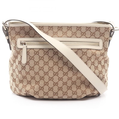 グッチ GUCCI GGキャンバス ショルダーバッグ バッグ キャンバス レザー レディース ベージュ系 / ホワイト系 388930 【中古】