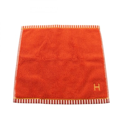 エルメス HERMES カレ タオル ヴィス ヴェルサ テラコッタ タオル 衣料品 コットン オレンジ レディース オレンジ系 / ホワイト系 / イエロー系 【中古】