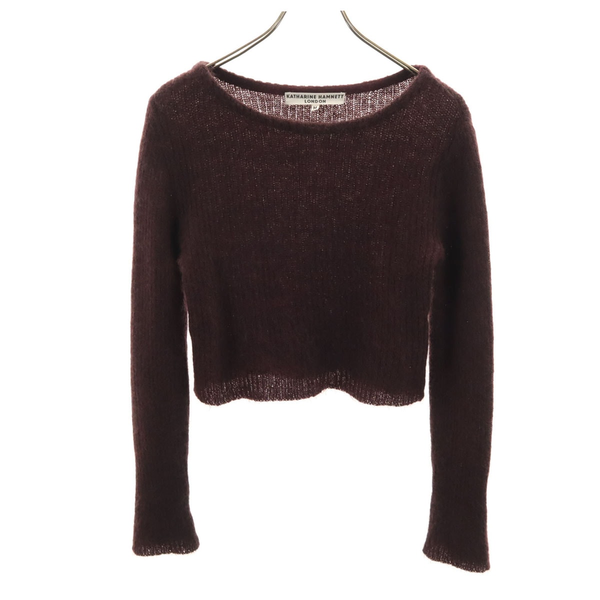 KATHARINE HAMNETT LONDON キャサリンハムネットロンドン モヘアブレンド 長袖 ショート丈 セーター M ブラウン系 ニット