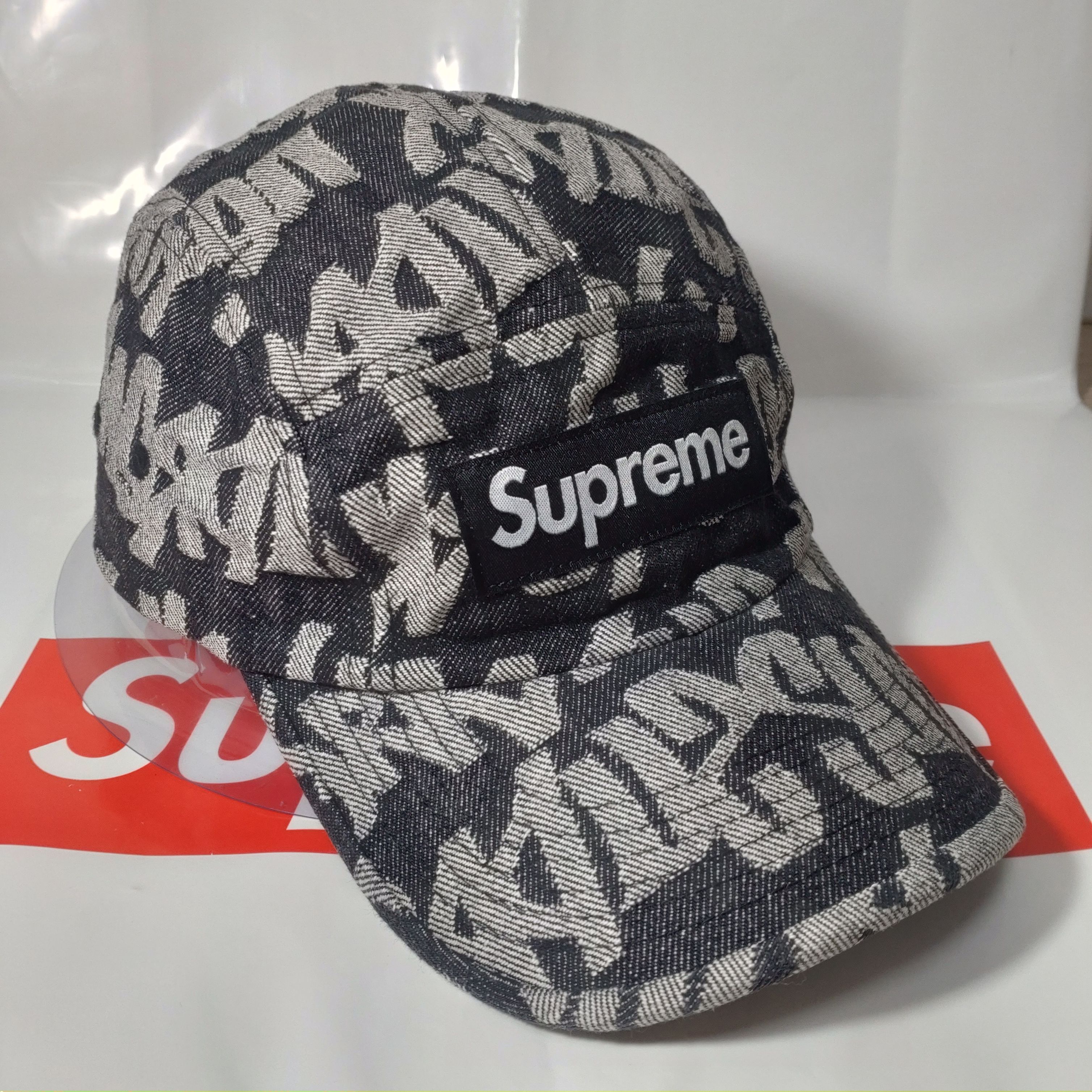 Supreme Fat Tip Jacquard Denim Camp Cap "Black"