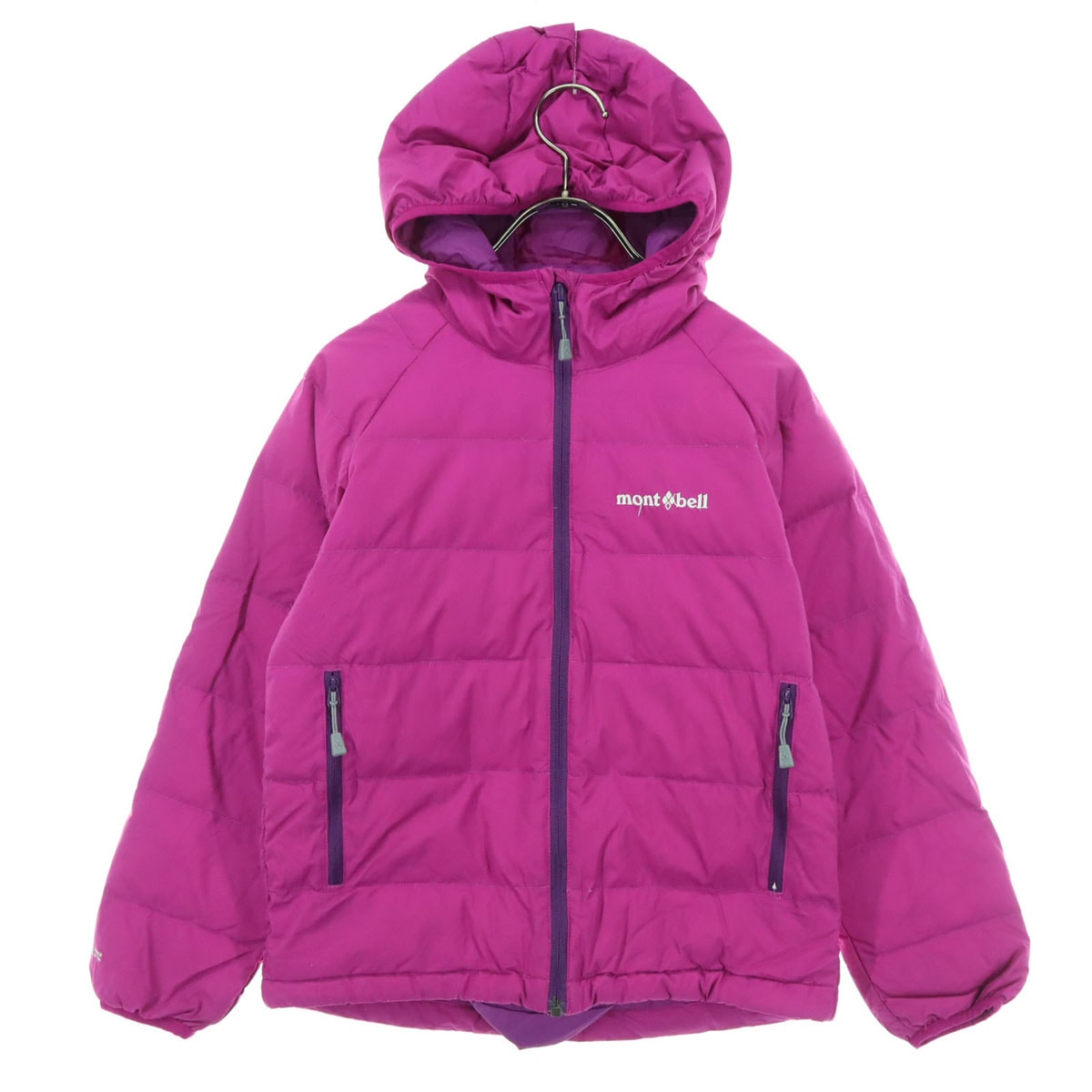mont-bell モンベル 英字 長袖 ダウンジャケット 130 パープル 収納袋付属