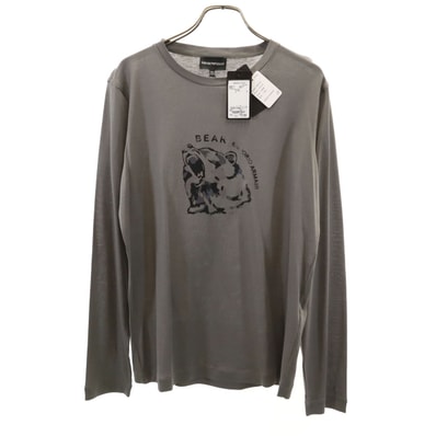 未使用 Emporio Armani エンポリオアルマーニ ベア 長袖 Tシャツ 16A グレー ロンT アニマル クマ