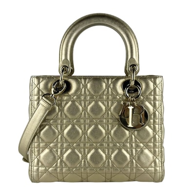 クリスチャンディオール Christian Dior ハンドバッグ ショルダーバッグ レディディオール ラムスキン ゴールド ゴールド レディース【中古】 z9783