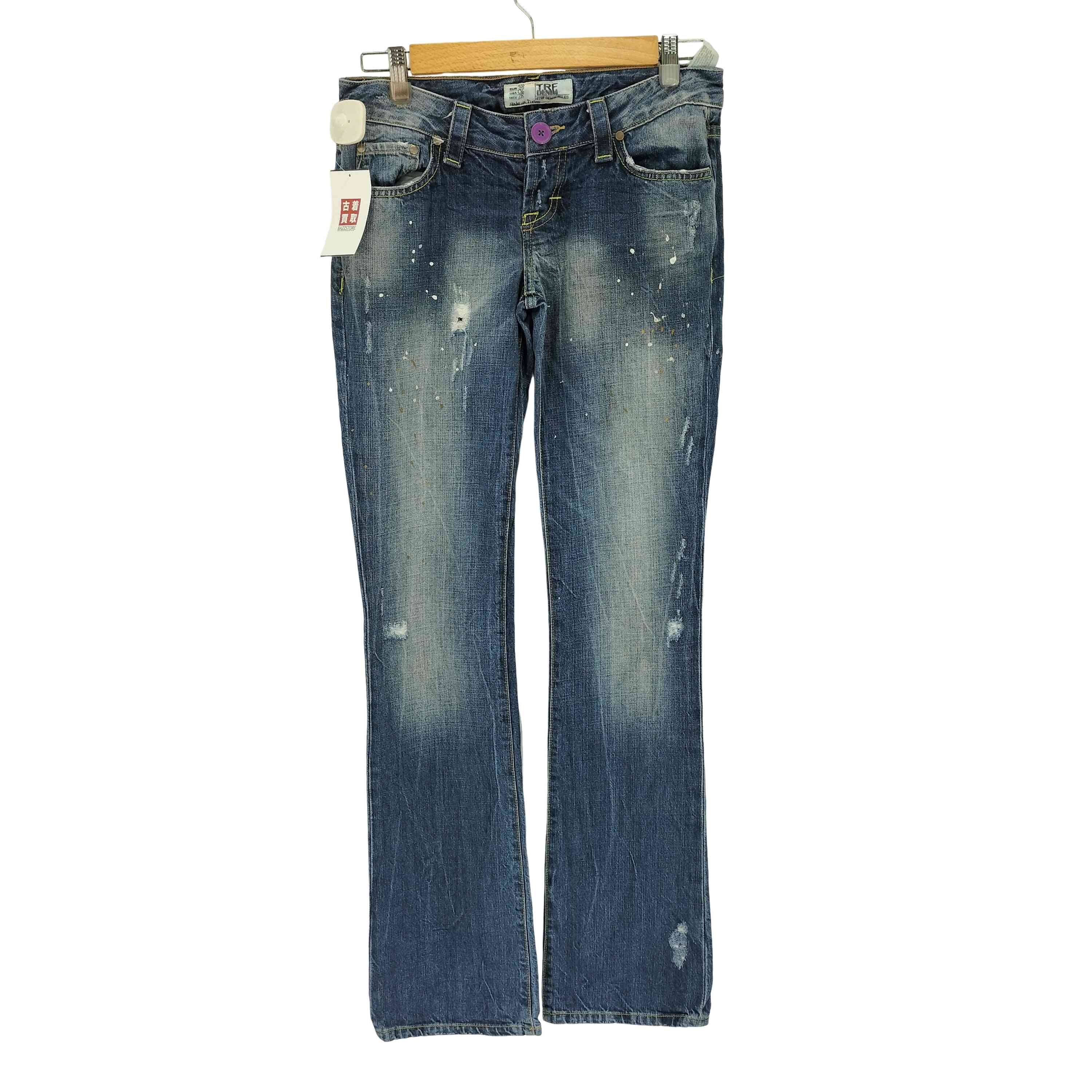 TRF DENIM ペイント クラッシュ加工 ローライズ フレアデニム Y2K【1143312672110】
