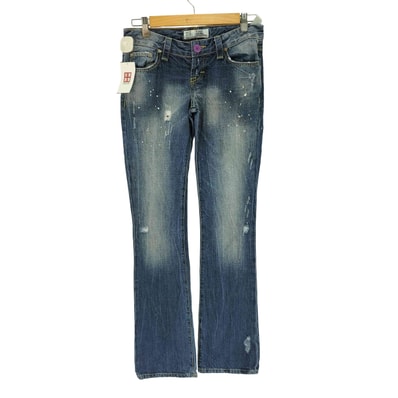 TRF DENIM ペイント クラッシュ加工 ローライズ フレアデニム Y2K【1143312672110】