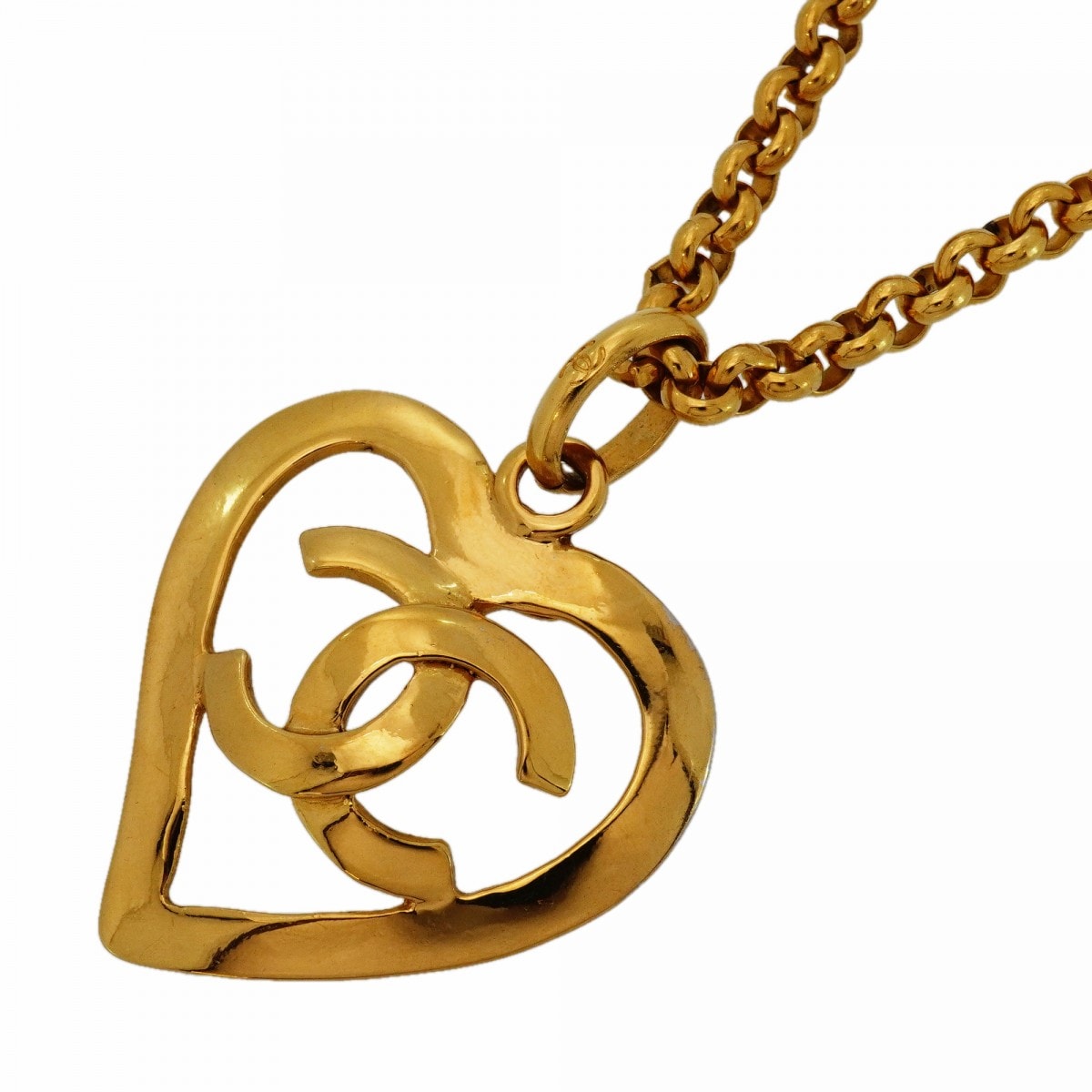 【6jdb0061-k】シャネル ネックレス ヴィンテージ ココマーク ハートモチーフ GPメッキ ゴールド【中古】レディース