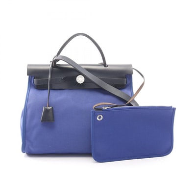 エルメス HERMES エールバッグジップPM ブルーエレクトリック ブルーインディゴ 2WAY ハンドバッグ バッグ トワルアッシュ / ヴァッシュハンター トワルアッシュ C刻印(2018年製造) レディース ブルー系 / ネイビー系